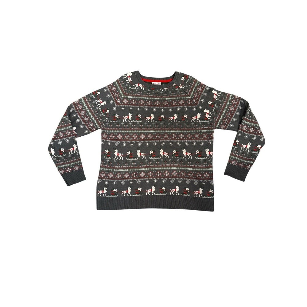 Disney Parks Christmas Sweater Mickey Mouse Sled Sleigh Snowflake Reindeer Men M